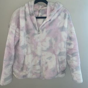 Womens Calvin Klein fuzzy zip up coat